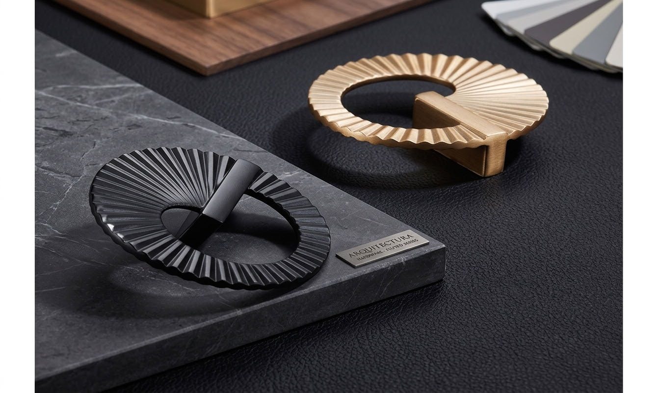 Americano sculptural ring handles on dark stone