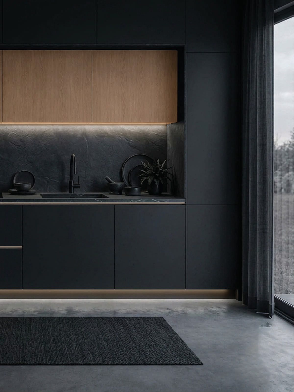 Dark contemporary kitchen with SUHAIL storage